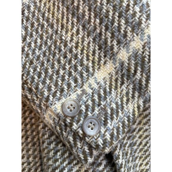 Daniel Hechter Mens Sport Coat Blazer Vintage Plaid Neutral Wool Heavy Alpaka O/ - Picture 8 of 11